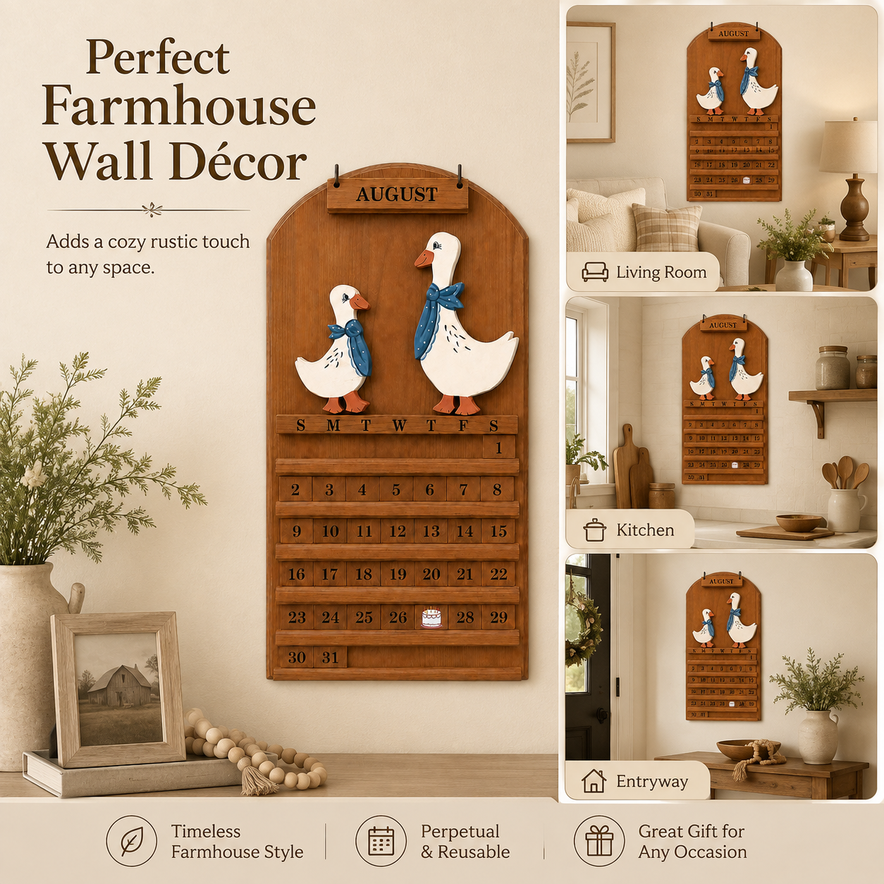 📅Goose Welcome Perpetual Farmhouse Calendar