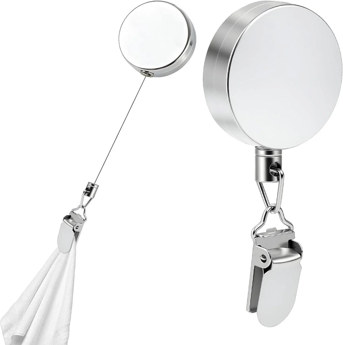 No-Drill Retractable Towel Holder Clips — Self-Adhesive, Space-Saving