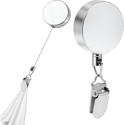 No-Drill Retractable Towel Holder Clips — Self-Adhesive, Space-Saving