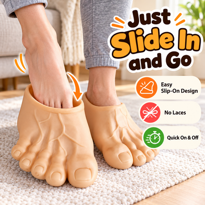 😂 BigFoot Funny Feet Slippers – Realistic Oversized Novelty House Shoes