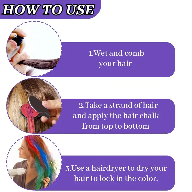 🌈Washable Temporary Hair Chalk Set - Portable, Non-toxic Hair Color Powder for Sports Events, Festivals, Cosplay campingessentials