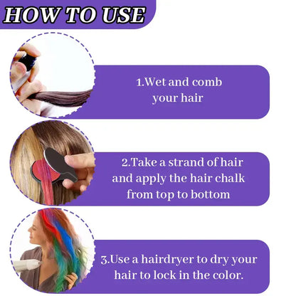 🌈Washable Temporary Hair Chalk Set - Portable, Non-toxic Hair Color Powder for Sports Events, Festivals, Cosplay campingessentials