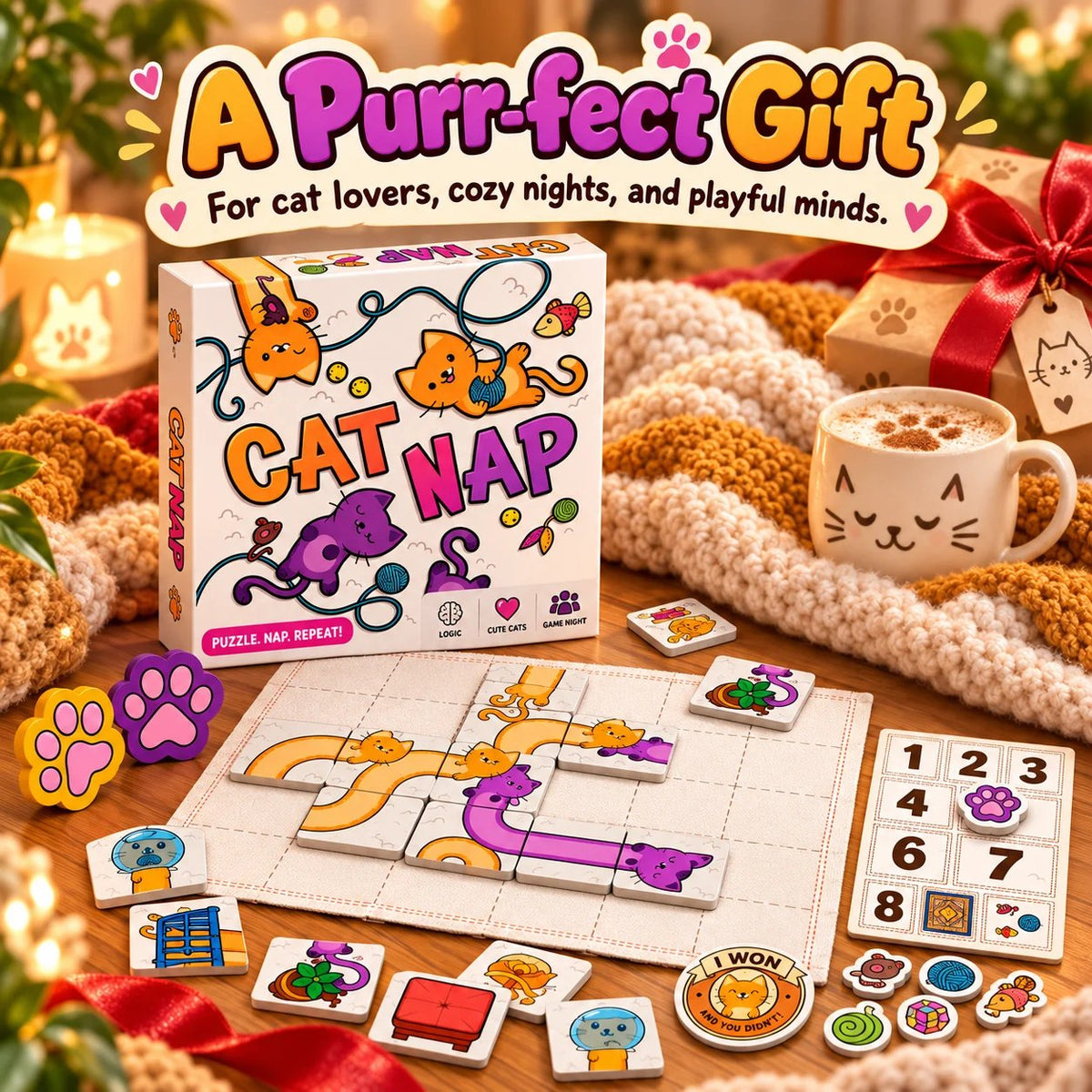 🐱 Cat Nap – Cute Cat Puzzle Board Game for Family Fun & Game Night