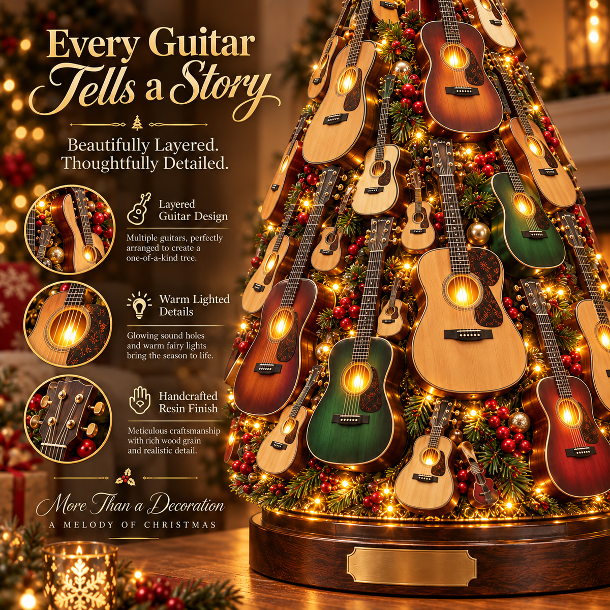 🔥 Last Day 50% OFF 🎸 Musical Guitar Christmas Tree Light