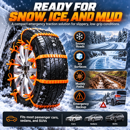 Emergency Tire Traction Straps – Snow, Ice & Mud Roadside Backup ❄️