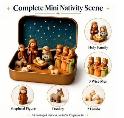 ✨ Mini Nativity Keepsake Tin – Compact Christmas Scene