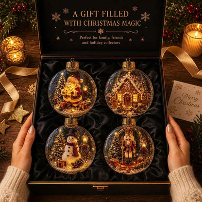 🎄 Light-Up 3D Christmas Ornaments – Battery Operated Warm White LED Scene Baubles