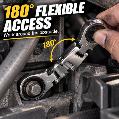 💯🛠️ 5-Piece Stubby Flex-Head Ratchet Wrench Set – Built for Tight Spaces Wrench Set 72-Tooth Metric Mechanic Tools