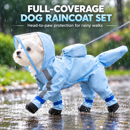🌧️Small Dog Raincoat and Rain Shoes Set🎒