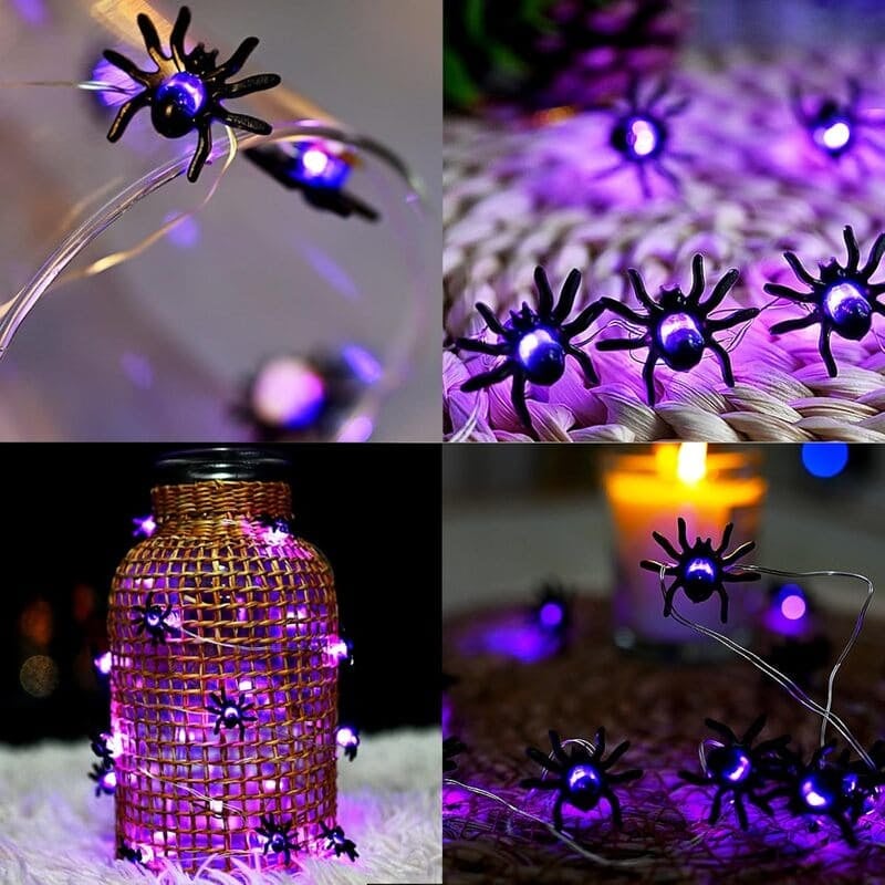 🕷️Halloween Spider Web Light Set with 2 Mini Spider String Lights
