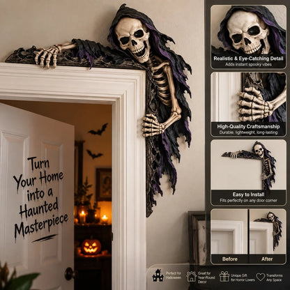 💀 Meet Your New Roommate: No Rent, No Chores, Just Hanging Around Your Doorway – Grim Reaper Corner Decor