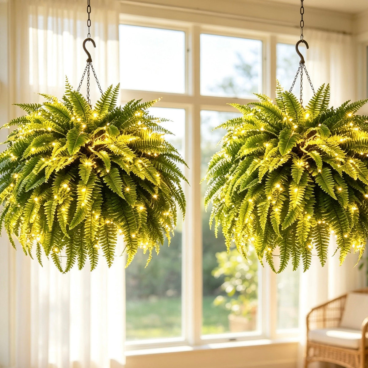 🌿 Glowing Boston Fern with Lights – Zero Water, Zero Mess, 100% Cozy