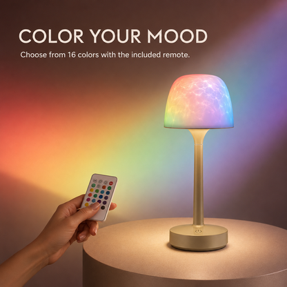 🌊 16-Color Rechargeable Water Ripple Projection Lamp with Remote
