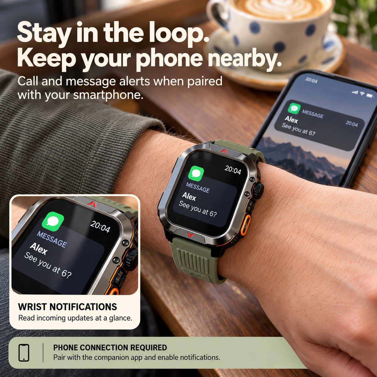 ⌚2.01-Inch Sport Smartwatch with Calls, Activity Modes & Side LED Light🎁