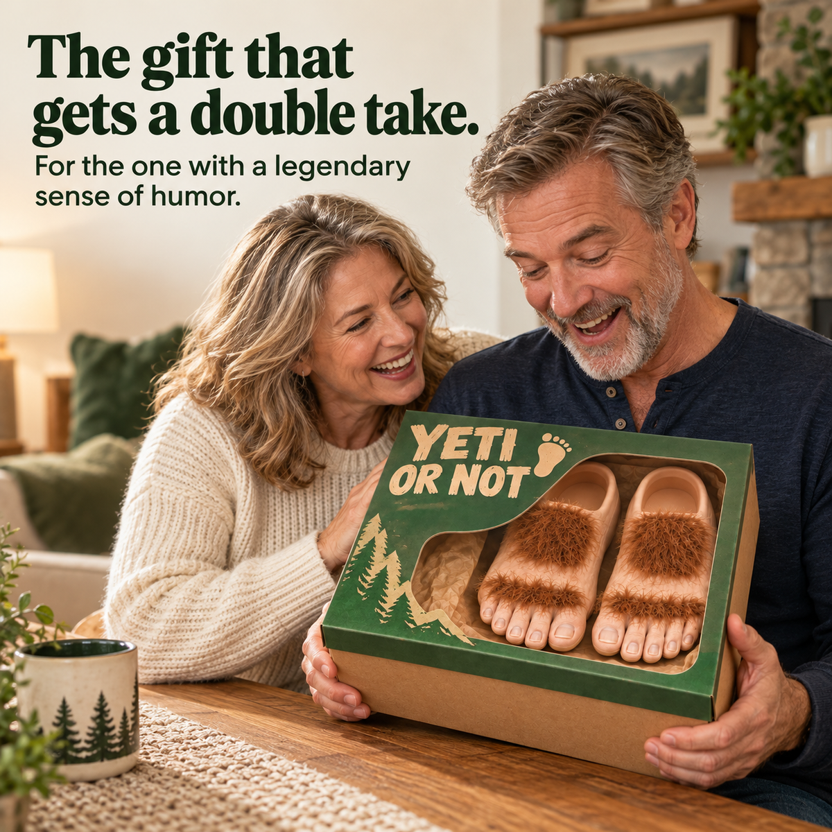 👣 YETI OR NOT Bigfoot Feet – 😂 Funny Realistic Toe Slippers, One Size EU 36–42