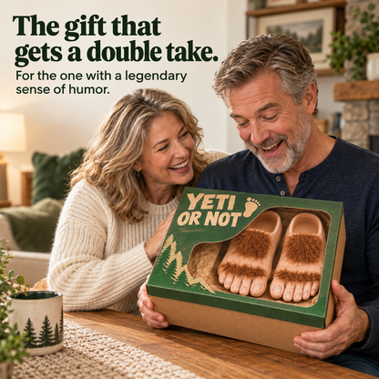 👣 YETI OR NOT Bigfoot Feet – 😂 Funny Realistic Toe Slippers, One Size EU 36–42