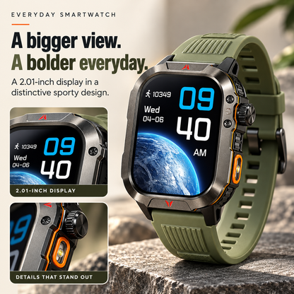 ⌚2.01-Inch Sport Smartwatch with Calls, Activity Modes & Side LED Light🎁