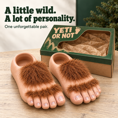 👣 YETI OR NOT Bigfoot Feet – 😂 Funny Realistic Toe Slippers, One Size EU 36–42