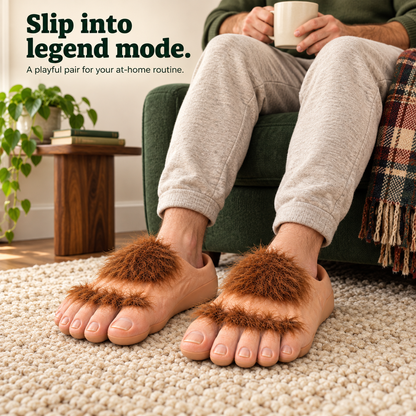 👣 YETI OR NOT Bigfoot Feet – 😂 Funny Realistic Toe Slippers, One Size EU 36–42