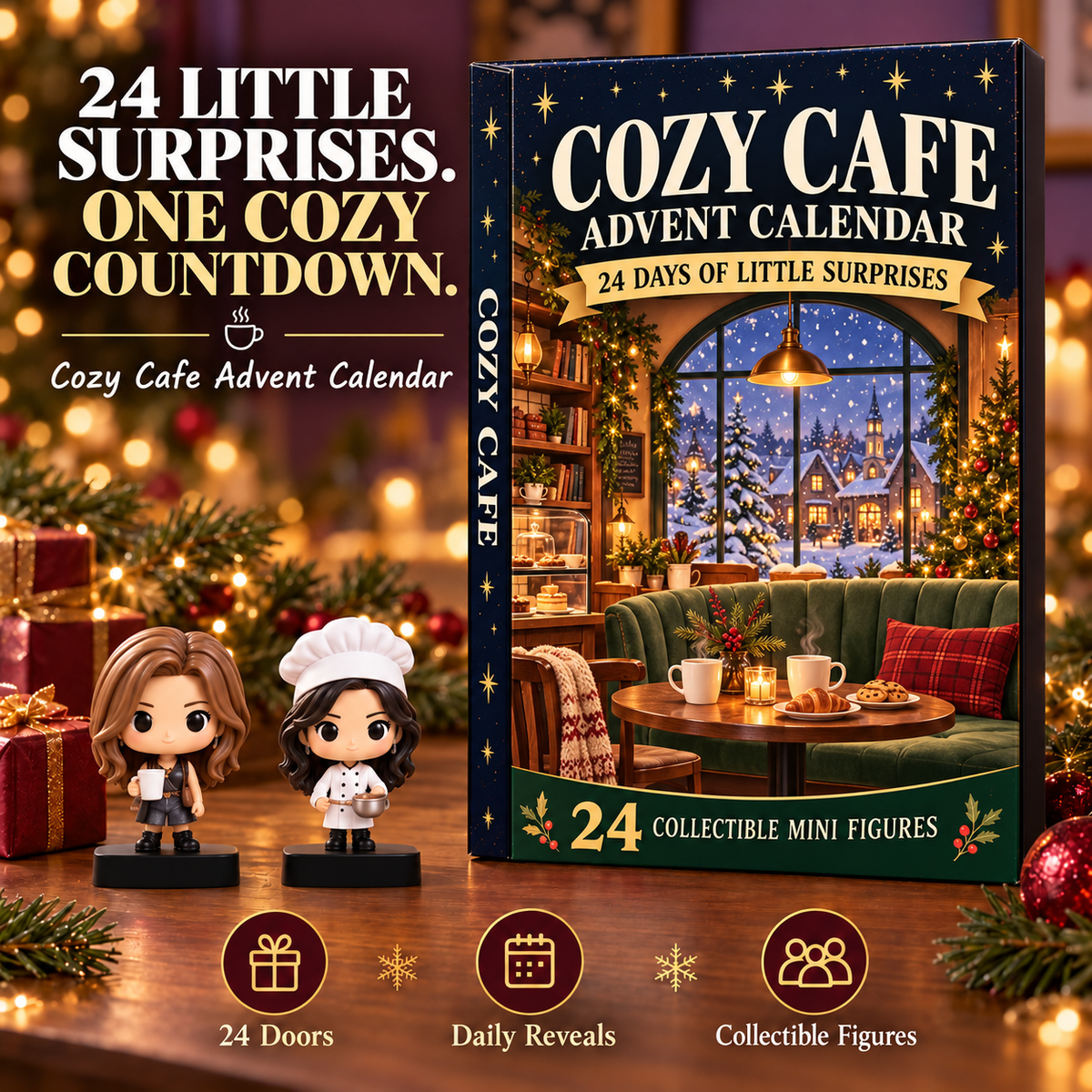 ☕  Cozy Café  Advent Calendar – 24 Days of Collectible Character Surprises