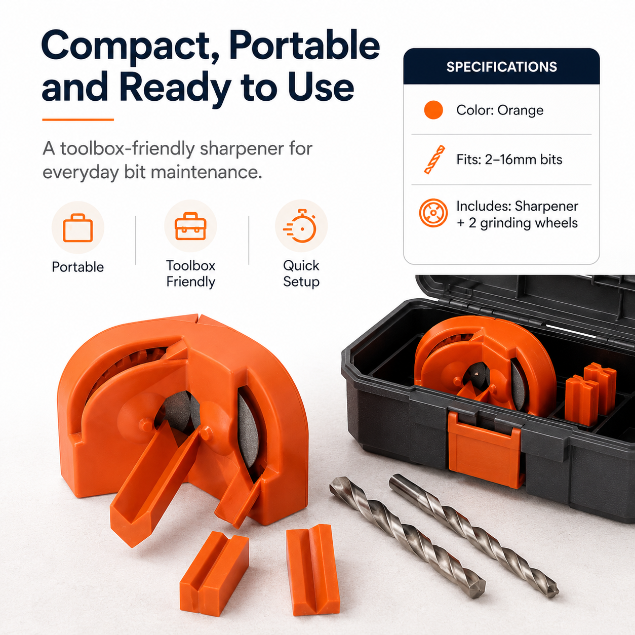 🔧Portable Drill Bit Sharpener | 2–16mm Diamond Wheel Bit Sharpener
