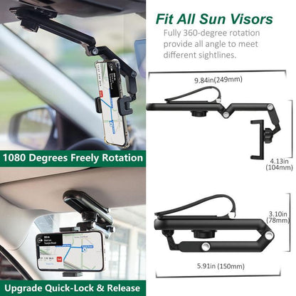 1080° Adjustable Car Sun Visor Phone Holder