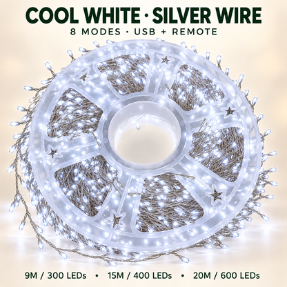 ✨ Fill Every Branch with Light — USB Cluster Christmas Lights with Remote | 8 Modes, 300–600 LEDs