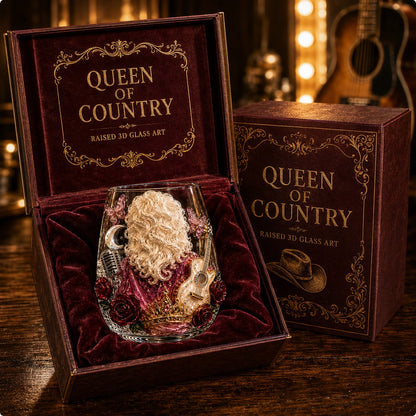 🤠 Queen of Country 1946–2026 3D Glass Collection | 8 Inspired Country Designs with Raised Guitars, Butterflies, Boots, Florals & Vintage Music Details 🎸✨