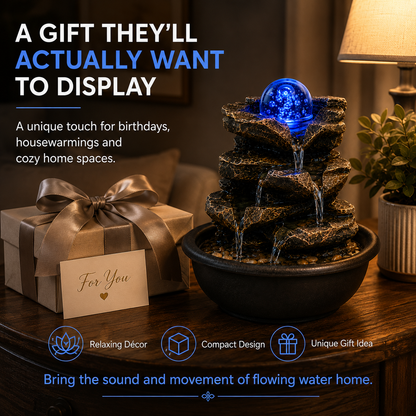 💧Tabletop Water Fountain-Flowing Water & Mesmerizing Ambience in Your Space