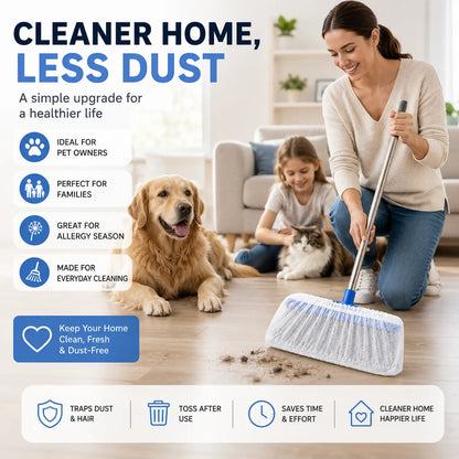 🔥Disposable Broom Dust Covers, Non-Woven Dust Catcher Covers for Most Standard Brooms, Traps Dust, Hair & Debris