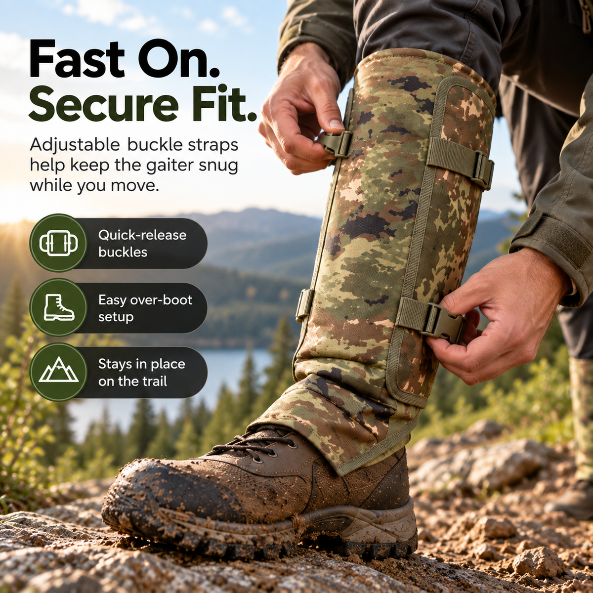 🥾 Protective Lower-Leg Gaiters – Adjustable Guards for Hiking, Hunting & Rough Terrain