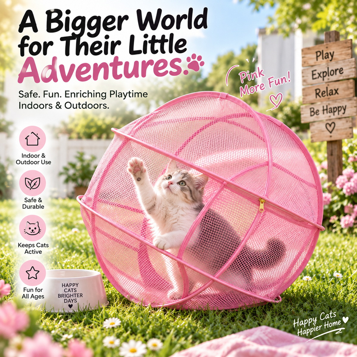 💗 Their Own Little World – Portable 360° Cat Playpen🐱