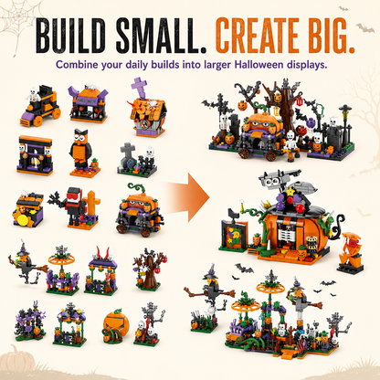 🎃31-Day Halloween Advent Calendar Building Block Set-One Door at a Time
