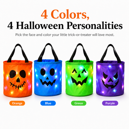 🎃Light-Up Halloween Candy Bucket - Glow-in-the-Dark Trick-or-Treat Bag