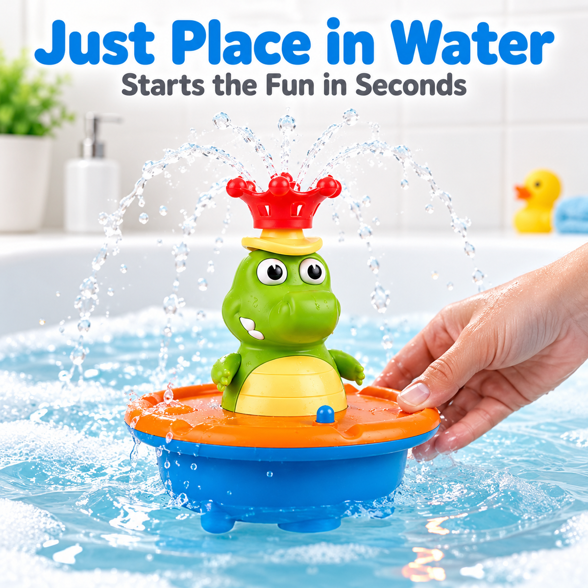 💦 Crocodile Bath Toy for Toddlers, Light Up Fountain with 5 Spray Modes
