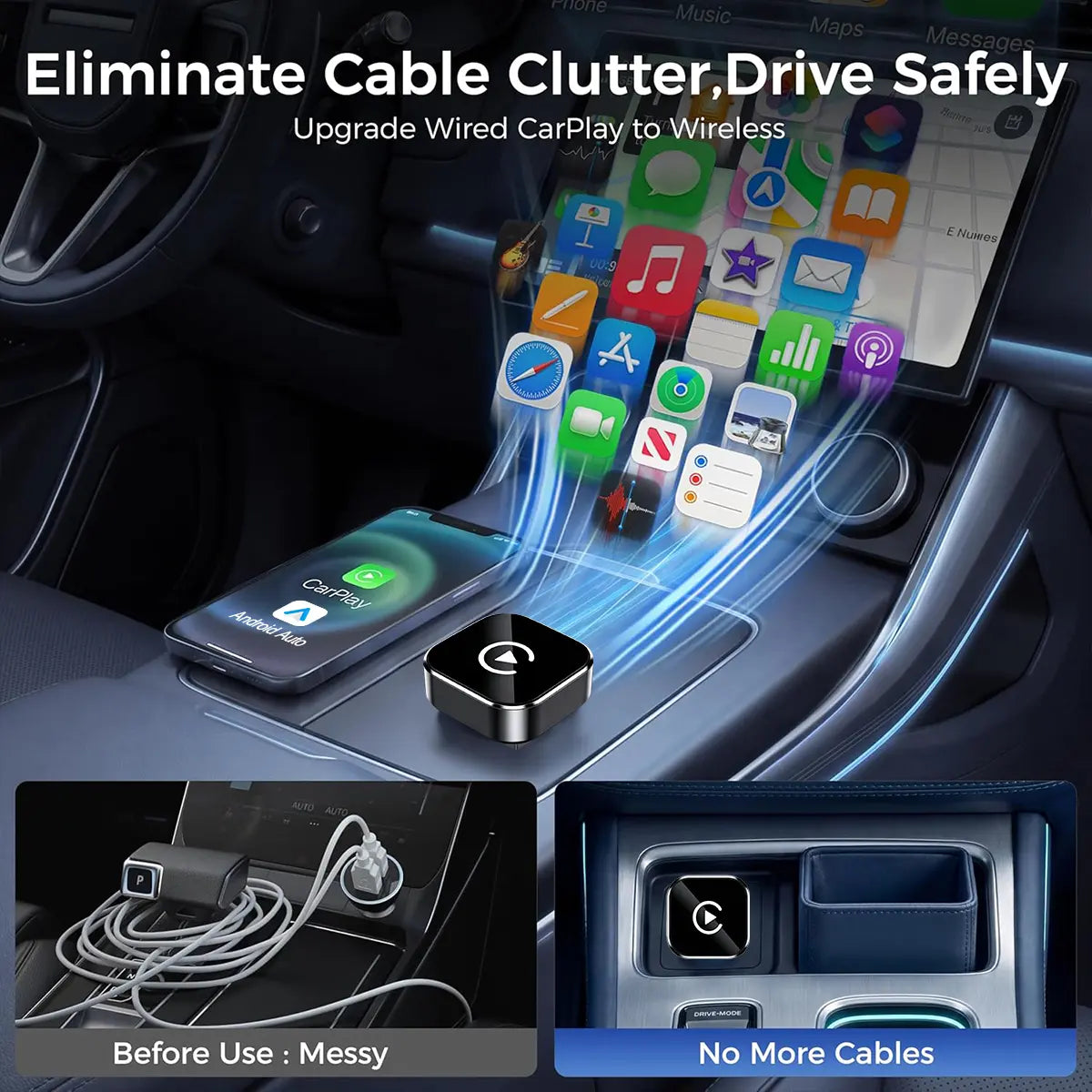 2026 New Wireless CarPlay Adapter - iPhone & Android Compatible with Quick connection