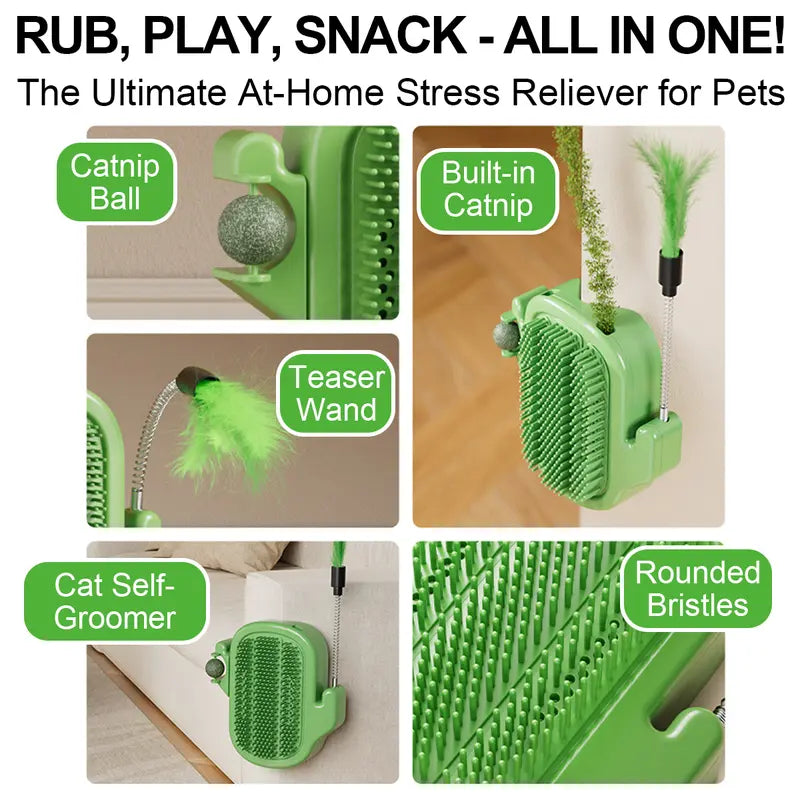 🐱3-in-1 Soft Plastic Cat Corner Groomer with Catnip
