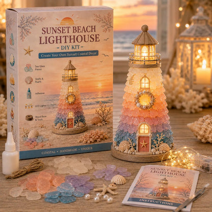 🌊 DIY Sea Glass Lighthouse Kit – Create Your Own Glowing Coastal Decor