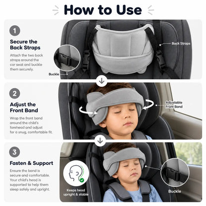 Kids Car Head Support Strap with Soft Side Cushions