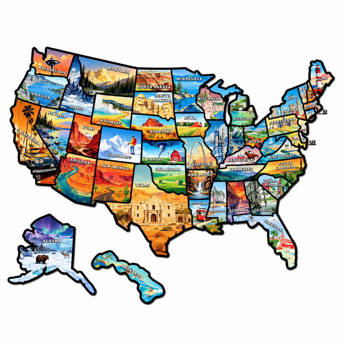RV State Sticker Travel Map—Document Your American Adventures in Style!