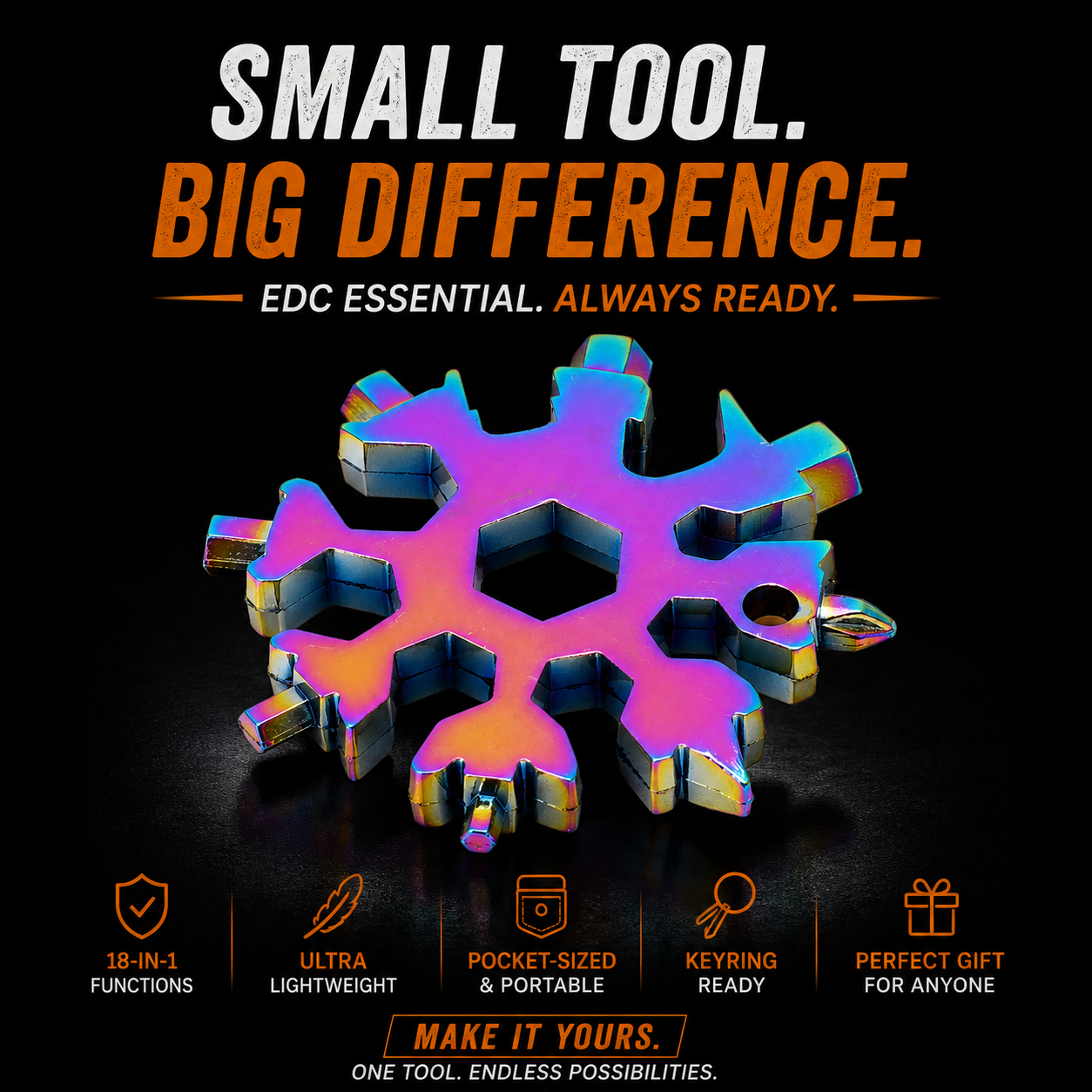 18-in-1 Stainless Steel Snowflake Pocket Multitool