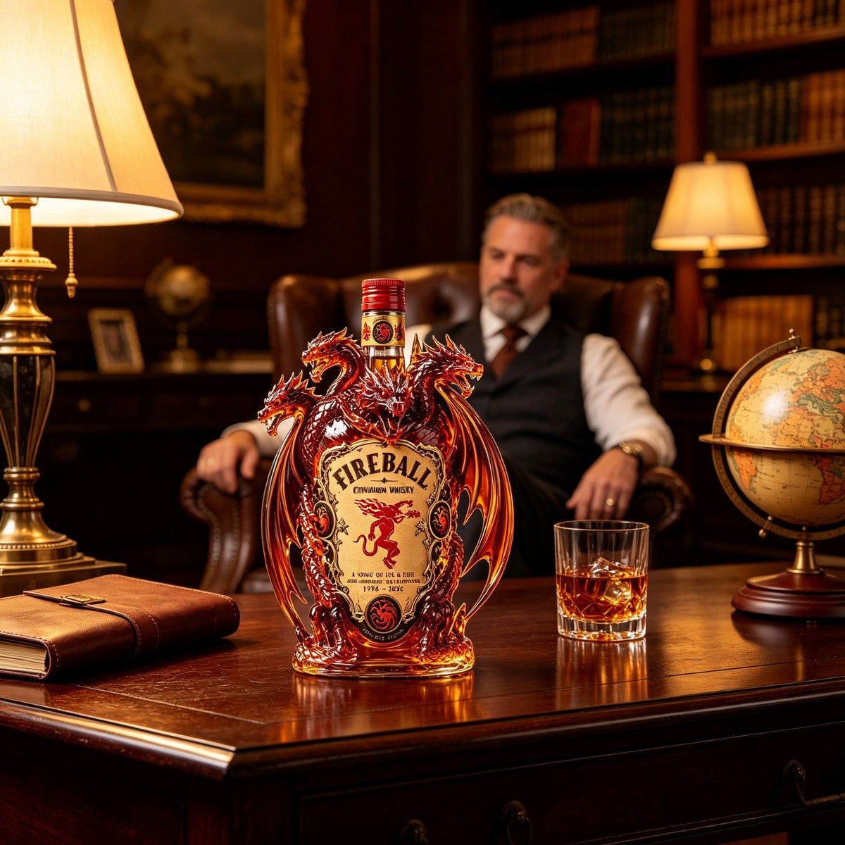 🐉 Dragon Sculpted Collector Bottle – Amber Home Bar Display