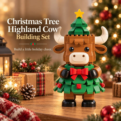 🐮 Christmas Tree Highland Cow Building Set – Cute DIY Holiday Decor & Gift