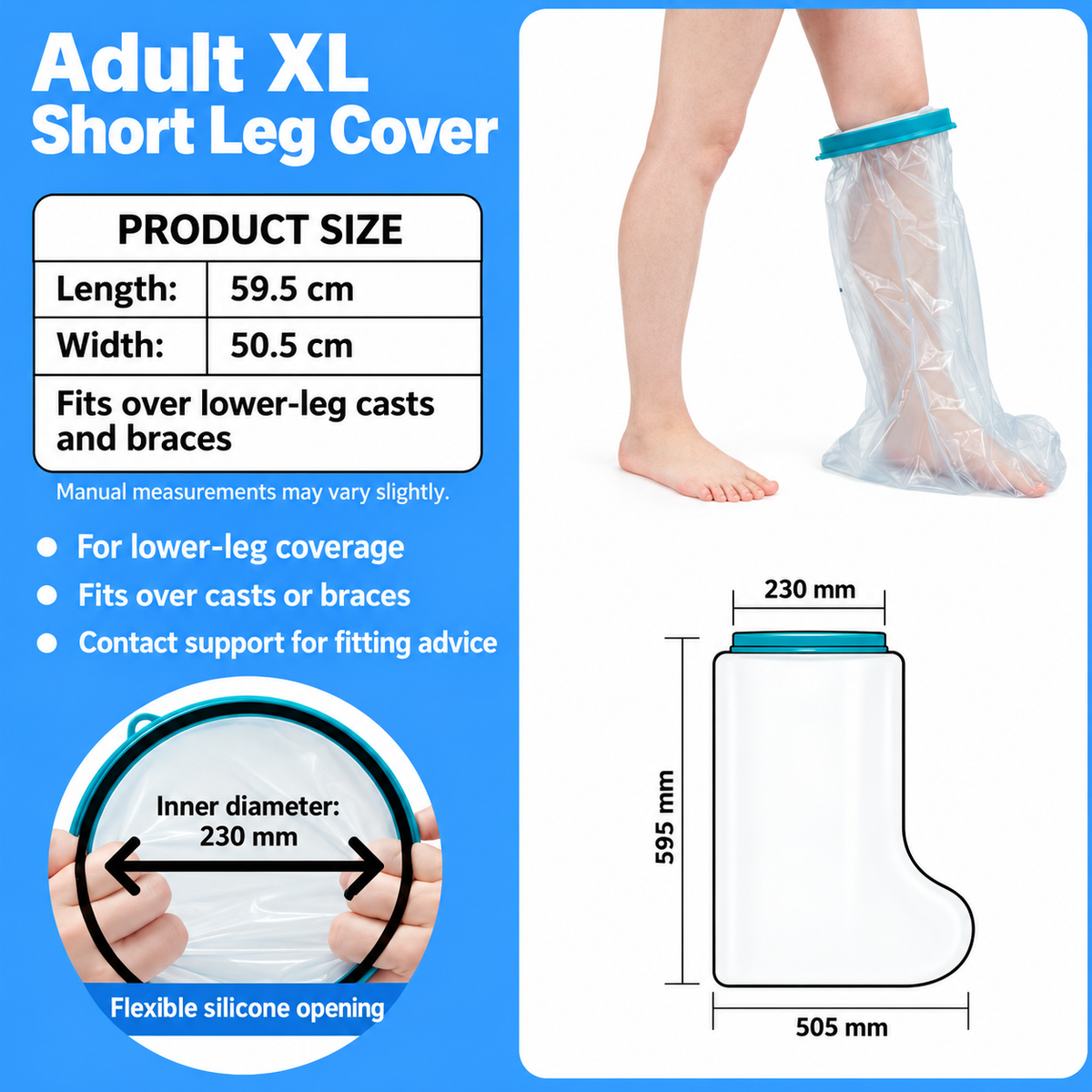 🚿 Reusable Waterproof Leg Cast Cover – Easier Shower Care