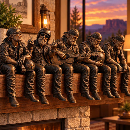 🏍️ Vintage Biker Shelf Sitter Figurines – 5 Motorcycle Rider Styles