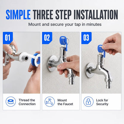 🔐 Lockable Outdoor Water Faucet with Key — Secure Metal Garden Tap for Outdoor Water Access