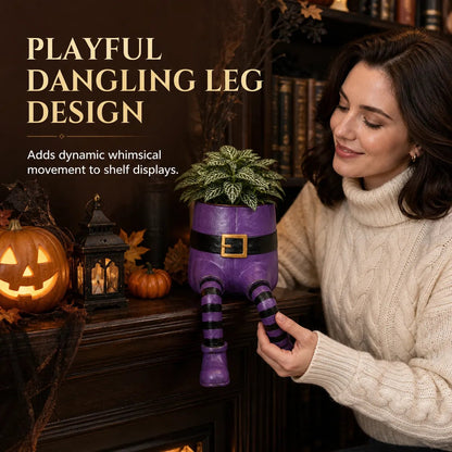🎉49% OFF – 🎃 Halloween Hanging Leg Planter | Hand-Painted Resin Character Pot for Succulents, Shelves, Desks, Porches & Spooky Seasonal Displays 🪴