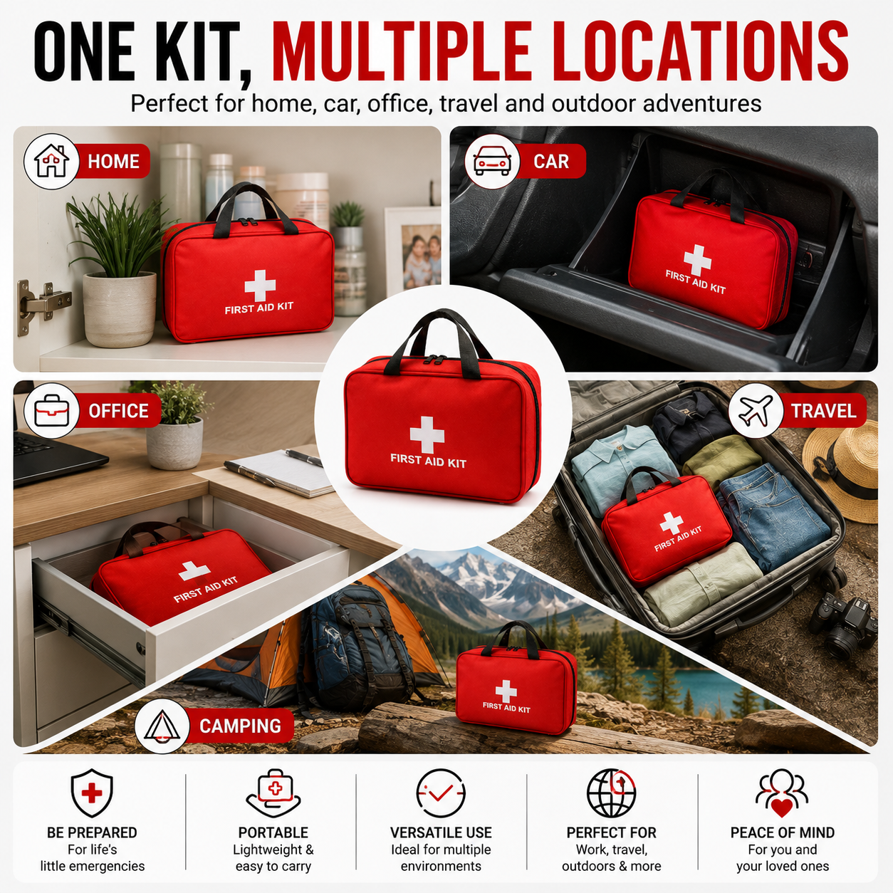 🚑Portable First Aid Kit-Be Prepared-Anytime, Anywhere
