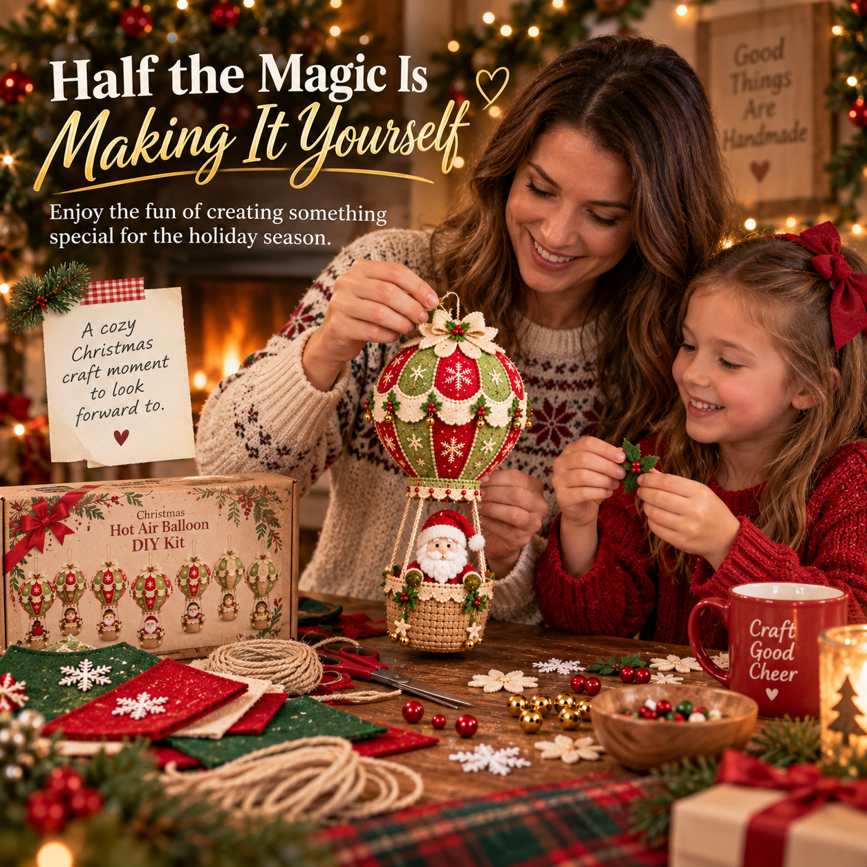🎅Christmas Hot Air Balloon DIY Kit — Hanging Holiday Decoration Craft