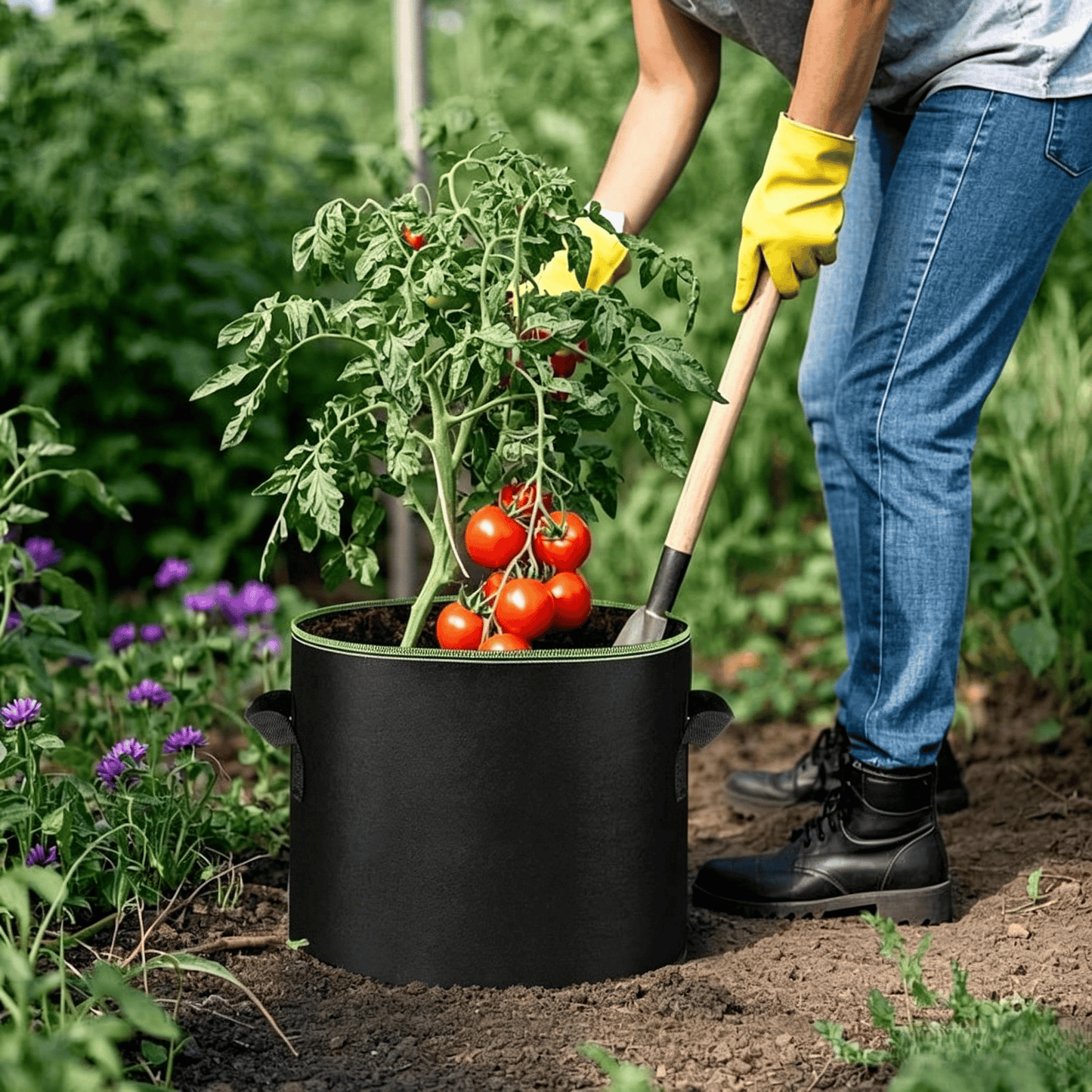 5 Gallon Grow Bags – Heavy Duty Aeration Fabric Pots with Handles for Vegetables, Flowers & Fruits